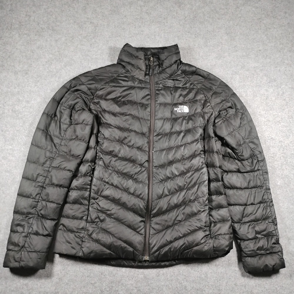 The North Face 700 Down Puffer Jacket Women's M Black Chevron Quilted Coat Fall